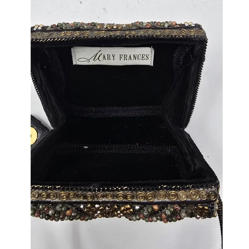 Vintage Mary Frances hard case handbag clutch metallic beaded accents